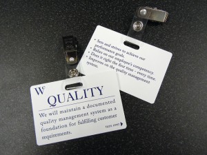 Employee name tags were printed on polystyrene through our UV flat bed printer.