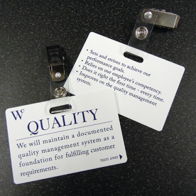 Employee name tags were printed on polystyrene through our UV flat bed printer.