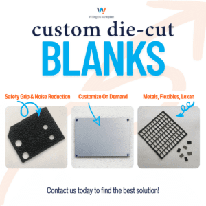 die-cut metal and rubber gasket material examples of blank nameplates