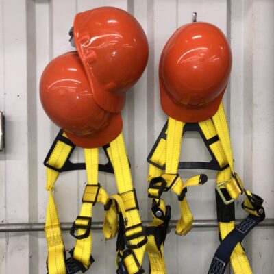 hard hats and safety straps