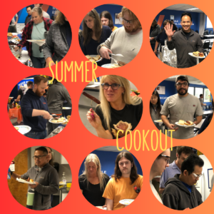 collage of employees at cookout